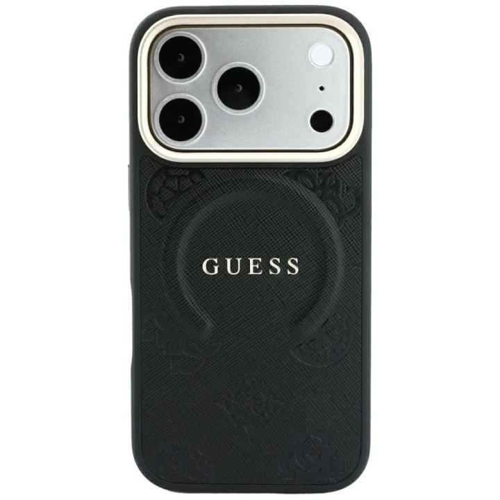 GUESS чехол для IPHONE 18 Pro/17 Pro совместимый с Magsafe (Saffiano Peony Ring) черный