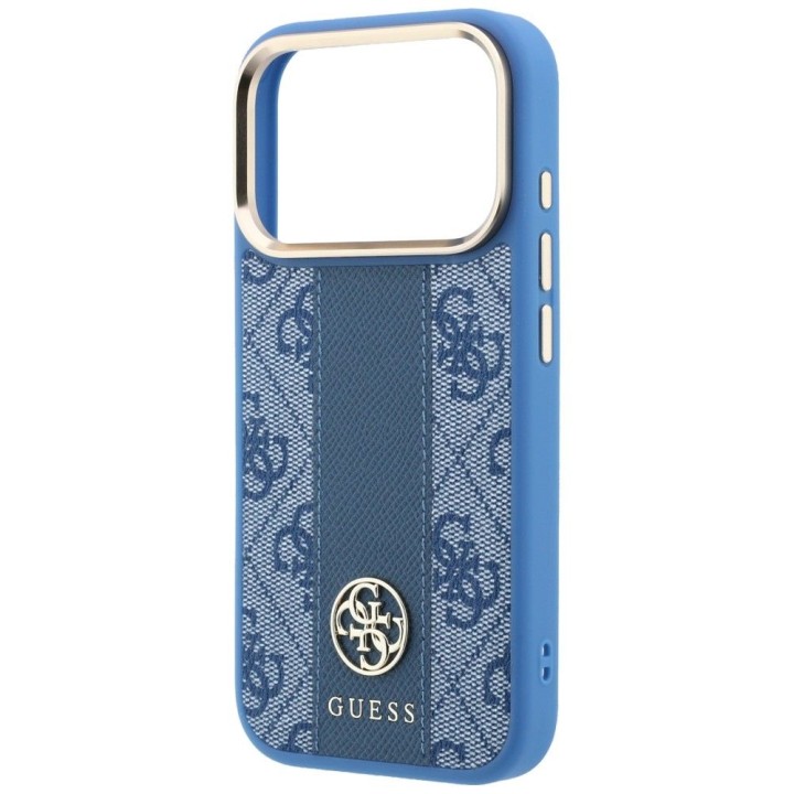 GUESS futerał do IPHONE 18 Pro/17 Pro kompatybilny z MagSafe (Stripe Round and Classic Logos 4G) niebieski