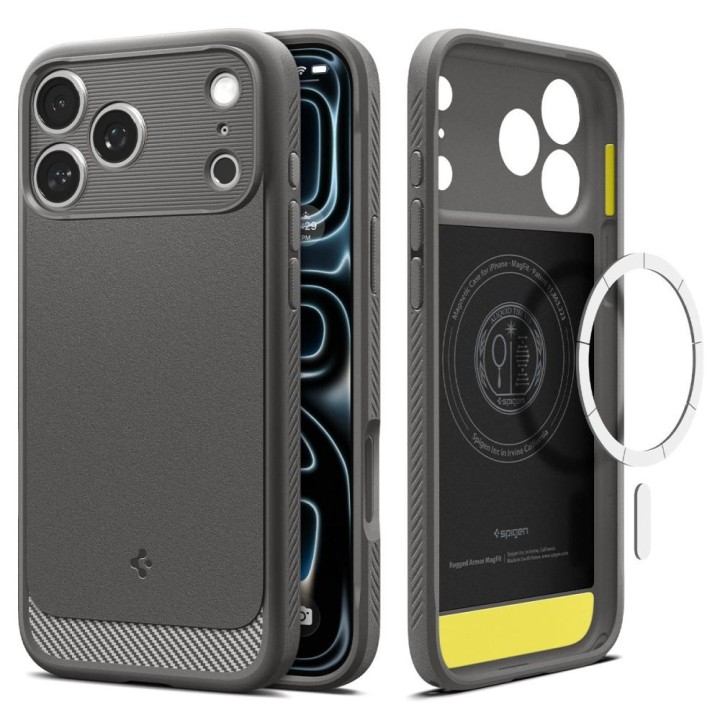 SPIGEN case RUGGED ARMOR compatible with Magsafe for IPHONE 18 Pro Max / 17 Pro Max grey
