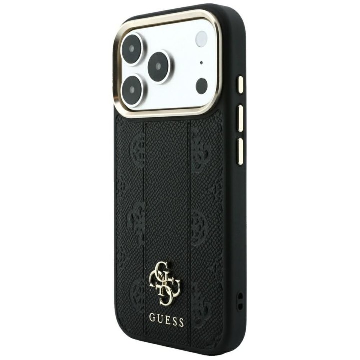 GUESS futerał do IPHONE 18 Pro/17 Pro kompatybilny z MagSafe (Stripe Peony 4G Logo) czarny