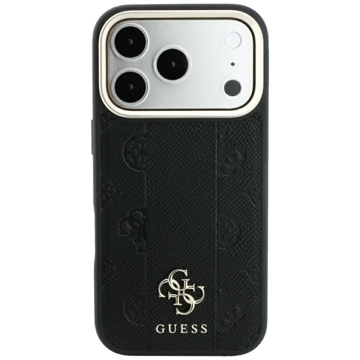 GUESS futerał do IPHONE 18 Pro/17 Pro kompatybilny z MagSafe (Stripe Peony 4G Logo) czarny