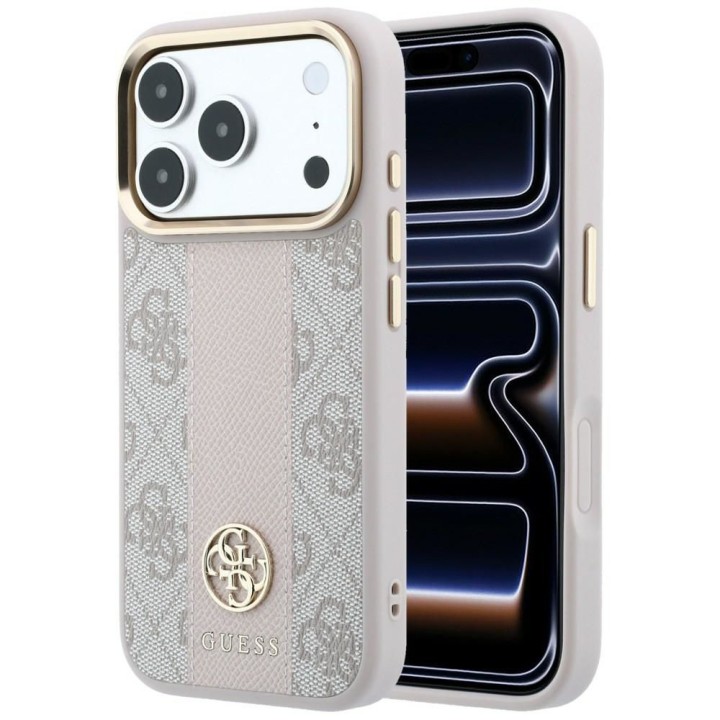 GUESS чохол для IPHONE 18 Pro/17 Pro сумісний із MagSafe (Stripe Round and Classic Logos 4G) рожевий