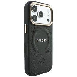 GUESS futerał do IPHONE 18 Pro Max/17 Pro Max kompatybilny z MagSafe (Saffiano Peony Ring) czarny