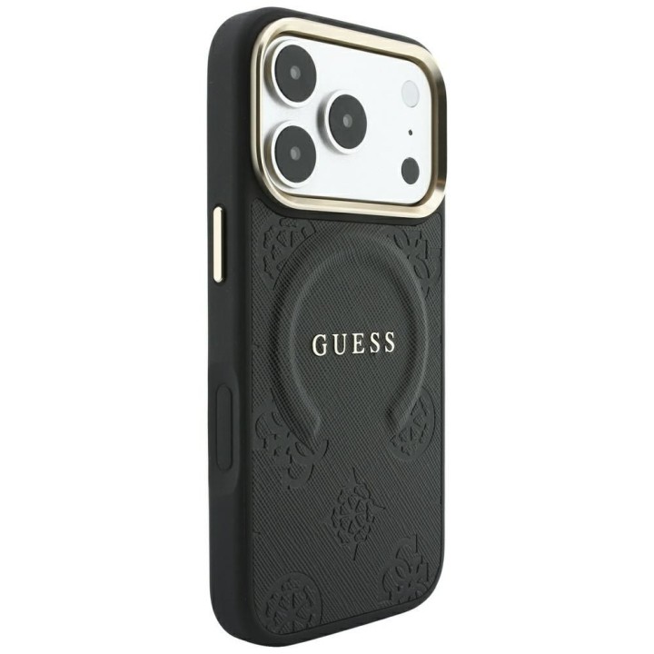 GUESS чехол для IPHONE 18 Pro Max/17 Pro Max совместимый с Magsafe (Saffiano Peony Ring) черный