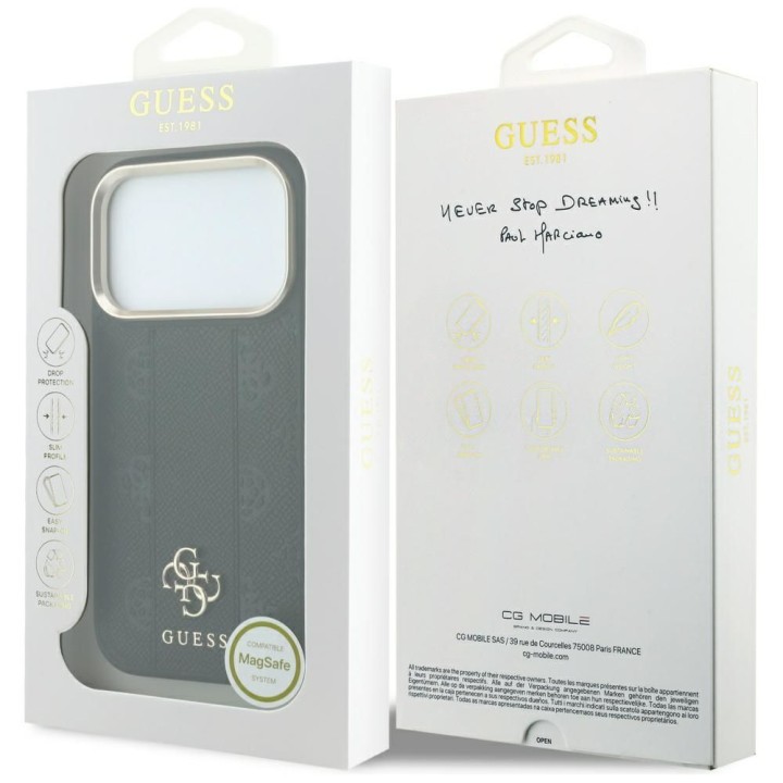 GUESS чохол для IPHONE 18 Pro Max/17 Pro Max сумісний із MagSafe (Stripe Peony 4G Logo) чорний