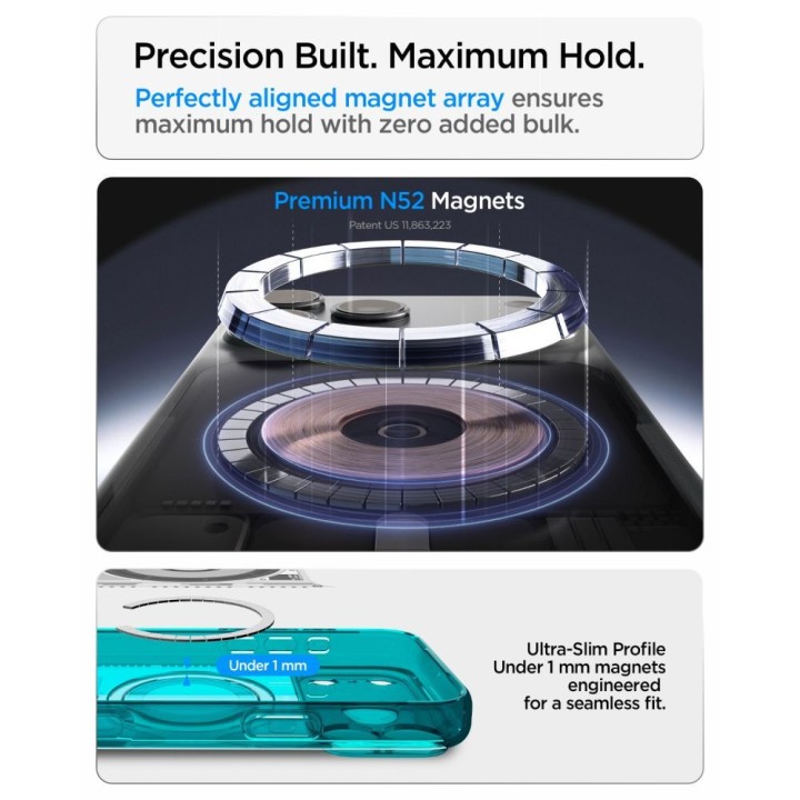 SPIGEN futerał ULTRA HYBRID kompatybliny z MagSafe do IPHONE 18 Pro / 17 Pro c-one bondi blue