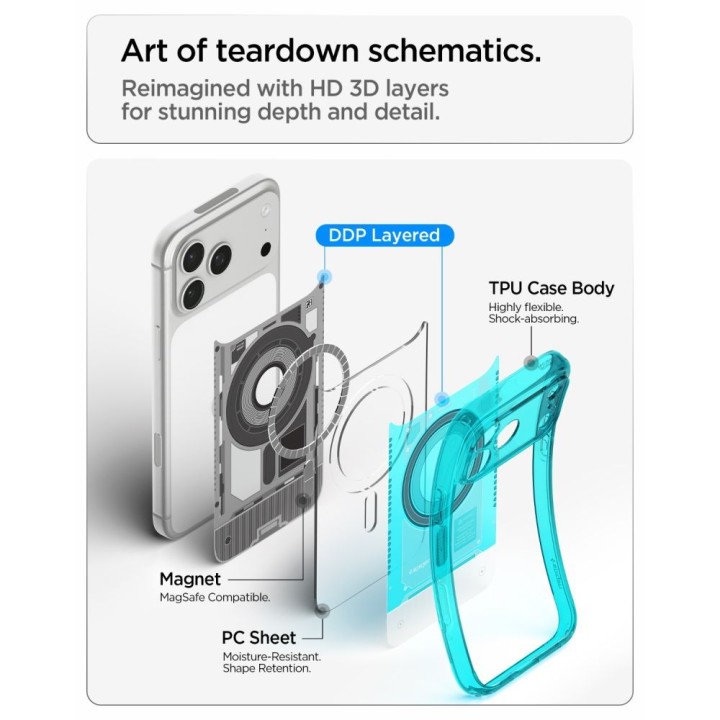 SPIGEN case ULTRA HYBRID compatible with MagSafe for IPHONE 18 Pro / 17 Pro c-one bondi blue