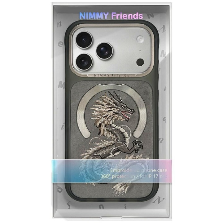 NIMMY case MAGNETIC FANTASY ANIMAL DRAGON compatible with MagSafe for IPHONE 18 Pro/17 Pro grey