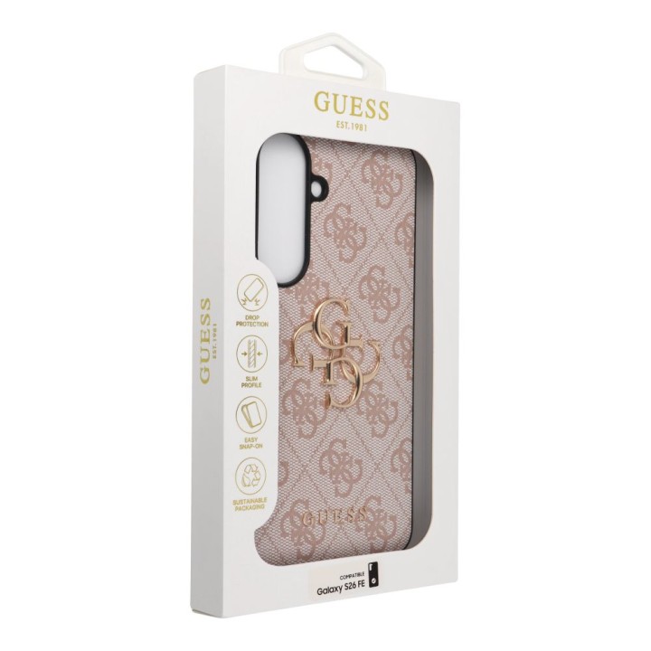 GUESS чохол для SAMSUNG S26 FE (Leather 4G Metal Logo) рожевий