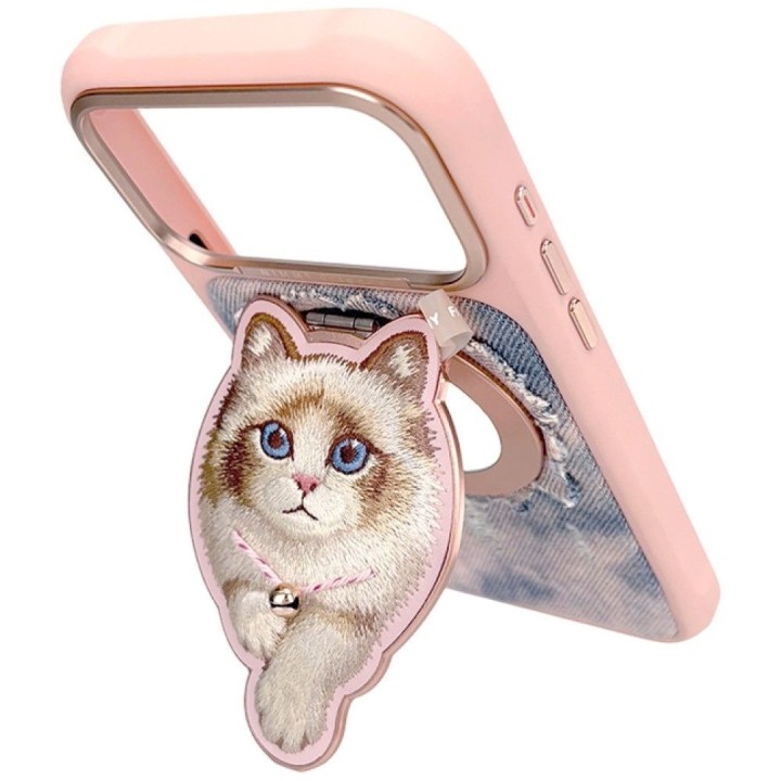 NIMMY zawieszka magnetyczna DENIM FASHION RAGDOLL CAT różowa