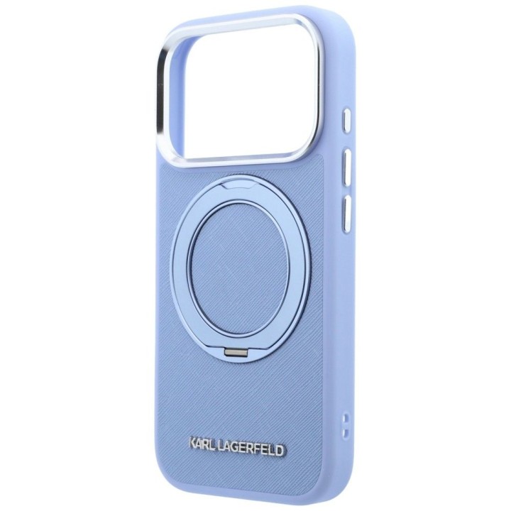 KARL LAGERFELD case for IPHONE 18 Pro Max/17 Pro Max compatible with MagSafe (Saffiano Classic Logo) light blue