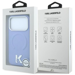 KARL LAGERFELD чехол для IPHONE 18 Pro/17 Pro совместимый с Magsafe (Grained Embossed Ring & Kameo Логотип) голубой