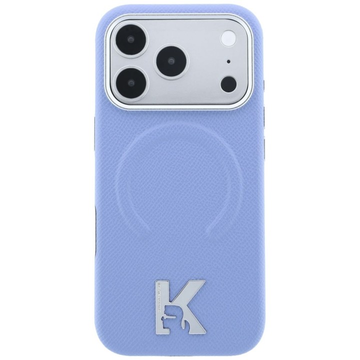 KARL LAGERFELD чехол для IPHONE 18 Pro/17 Pro совместимый с Magsafe (Grained Embossed Ring & Kameo Логотип) голубой