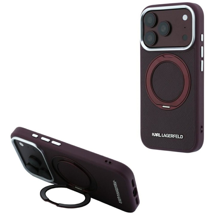KARL LAGERFELD чехол для IPHONE 18 Pro Max/17 Pro Max совместимый с Magsafe (Saffiano Classic Логотип) бордовый
