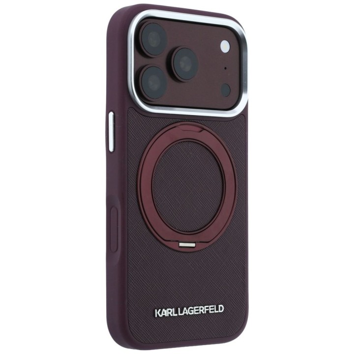 KARL LAGERFELD чехол для IPHONE 18 Pro Max/17 Pro Max совместимый с Magsafe (Saffiano Classic Логотип) бордовый