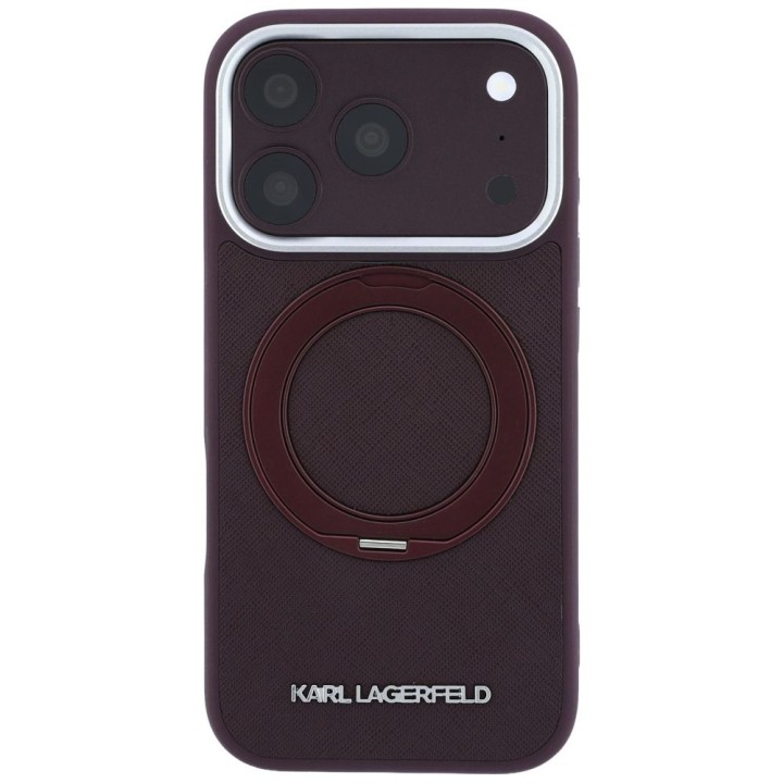 KARL LAGERFELD case for IPHONE 18 Pro Max/17 Pro Max compatible with Magsafe (Saffiano Classic Logo) burgundy