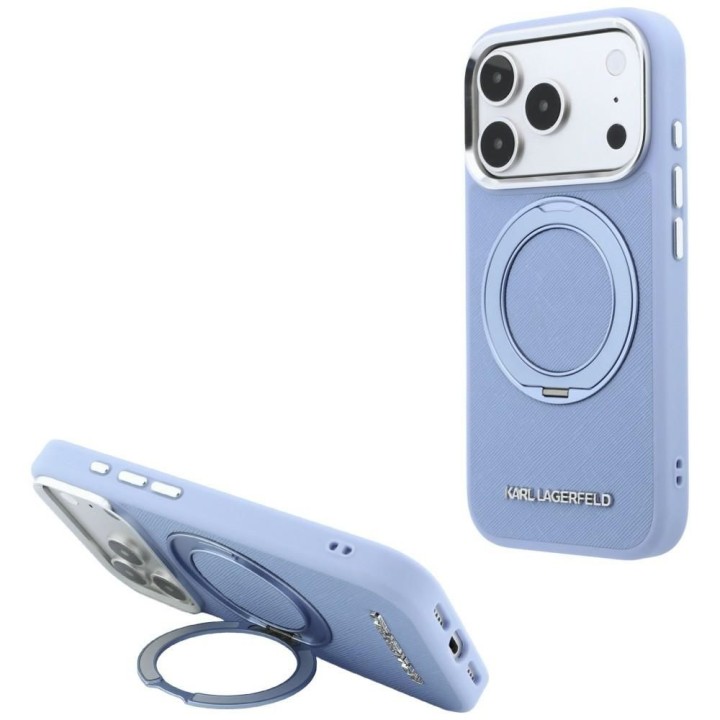 KARL LAGERFELD чехол для IPHONE 18 Pro Max/17 Pro Max совместимый с MagSafe (Saffiano Classic Logo) голубой