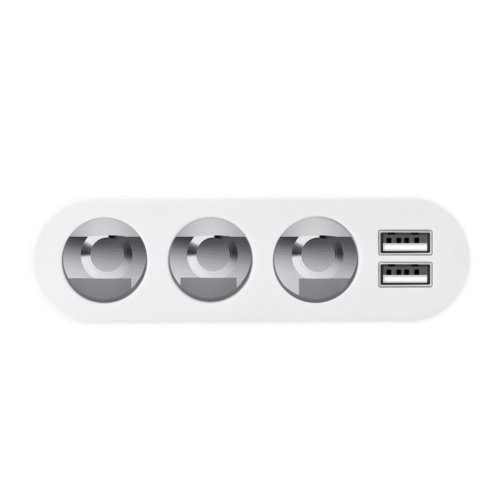 HOCO rozdzielacz samochodowy gniazda zapalniczki 3w1 z wyświetlaczem + 2 x USB A 2,1A Z13 srebrny