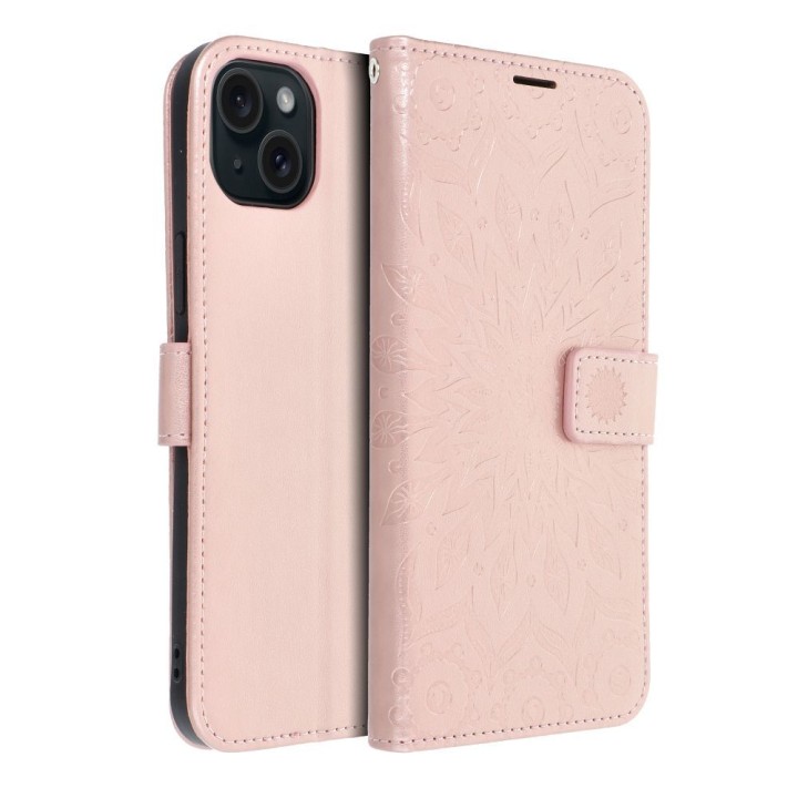 Flip case for iPhone 15 PLUS Mezzo Book mandala rose gold
