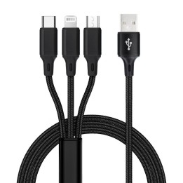 Cable 3-in-1 USB A to Lightning / type C / Micro USB C171 1,2 m black