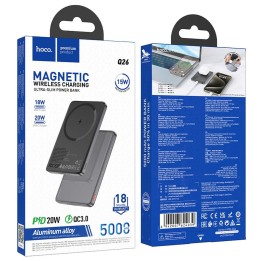 Повербанк сумісний з MagSafe Hoco 5000 mAh QC PD 2A 20W Q26 сірий