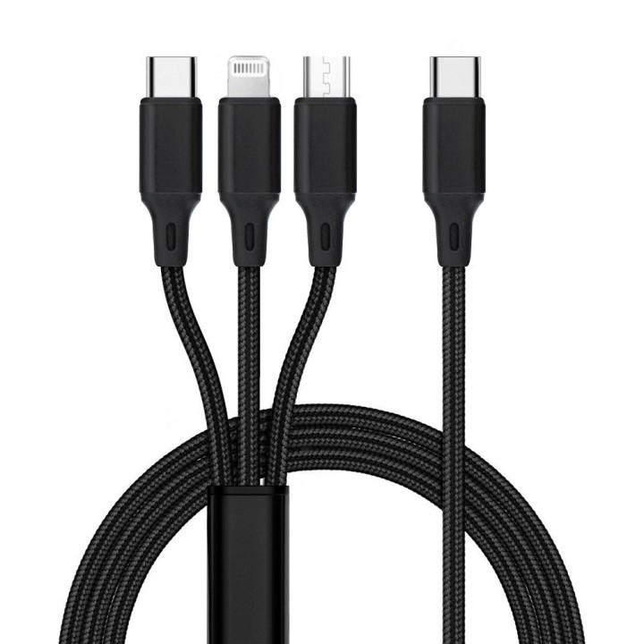 Кабель 3 в 1 тип C для Lightning / тип C / Micro USB 2,4A C171 1,2 m чорний