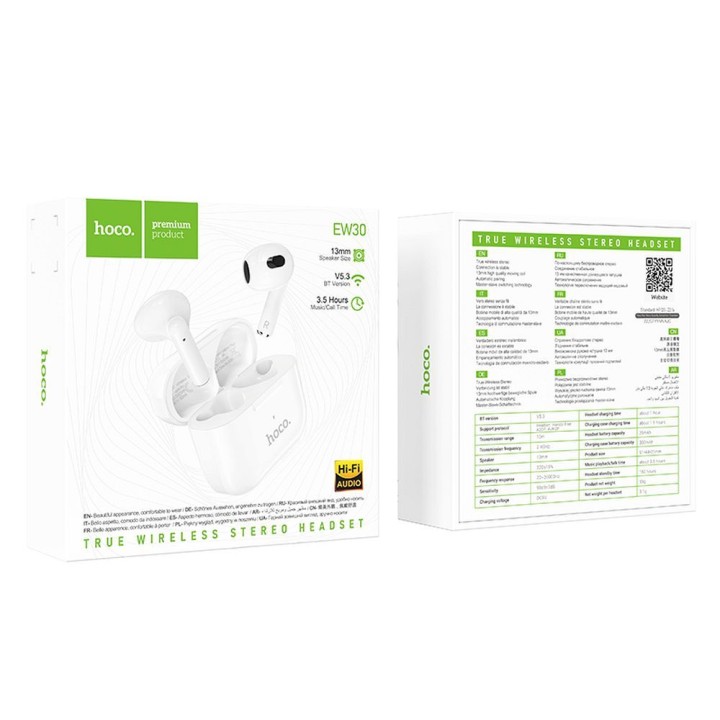 HOCO wireless headphones / bluetooth stereo TWS Intelligent EW30 white