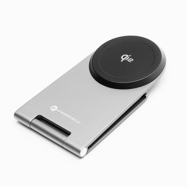 Wireless charger Forcell F-Energy FLIP Charge USB C Qi2 15W MagSafe compatible silver 0INT