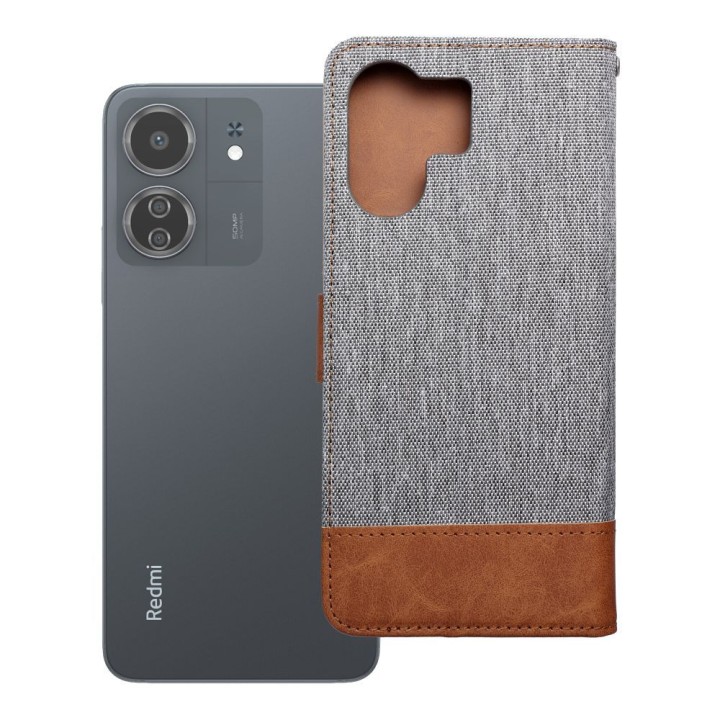 Чехол с клапаном для Xiaomi Redmi 13C / Poco C65 Jeans Book серый