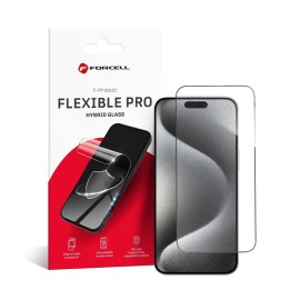 Стекло гибридное для iPhone 15 PRO MAX Forcell Flexible 5D черное