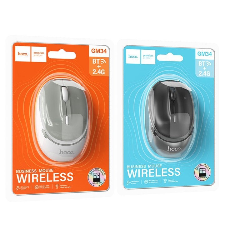 Wireless mouse Hoco 2,4G 1600 dpi GM34 gray-white