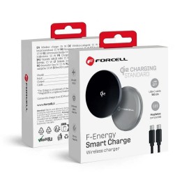 Беспроводное зарядное устройство Forcell F-Energy Smart Charge USB C Qi2 15W совместимое с MagSafe со съемным кабелем 1,5 m сере