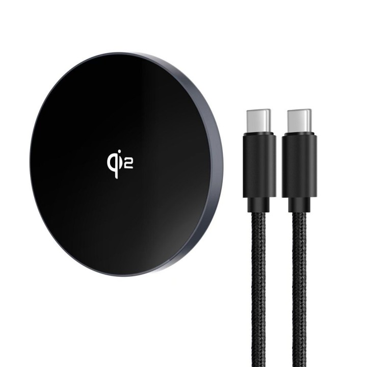 Wireless charger Forcell F-Energy Smart Charge USB C Qi2 15W MagSafe compatible with detachable cable 1,5 m silver