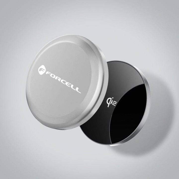 Бездротовий зарядний пристрій Forcell F-Energy Smart Charge USB C Qi2 15W сумісний з MagSafe зі знімним кабелем 1,5 m сріблястий