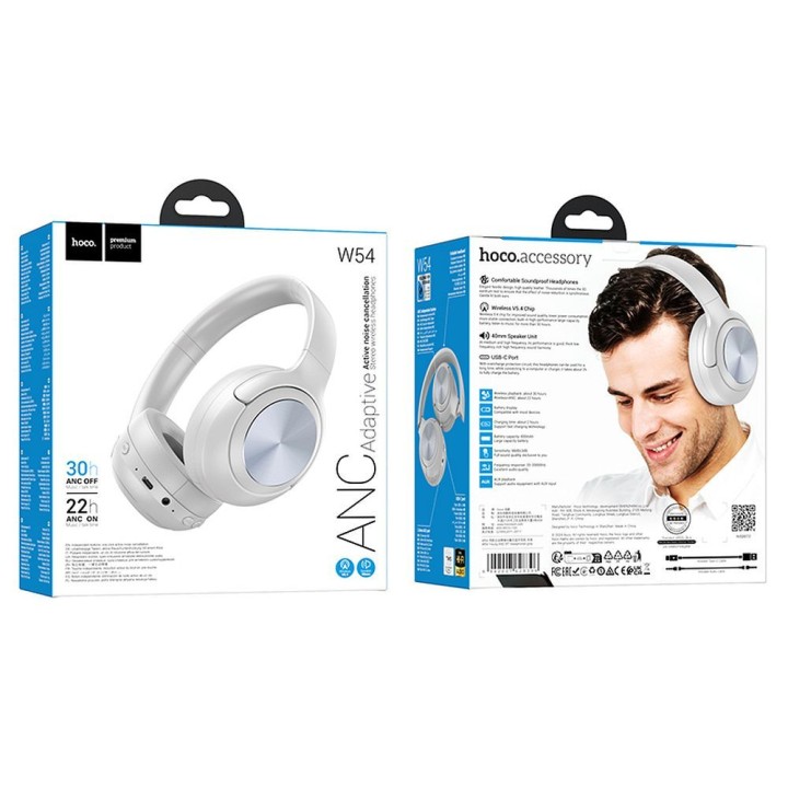 Wireless on-ear headphones Hoco ANC W54 grey