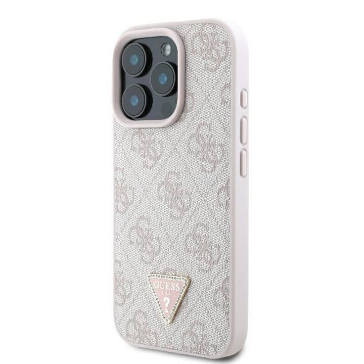 GUESS чохол для IPHONE 16 Pro Max GUHCP16XP4TDPP (PU Leather 4G Triangle Strass) рожевий