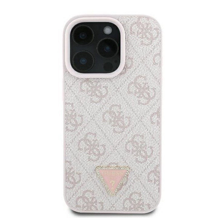 GUESS чохол для IPHONE 16 Pro Max GUHCP16XP4TDPP (PU Leather 4G Triangle Strass) рожевий