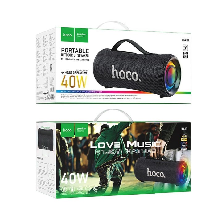 Бездротова колонка LED 2 x 20W 4h Hoco HA10 чорна