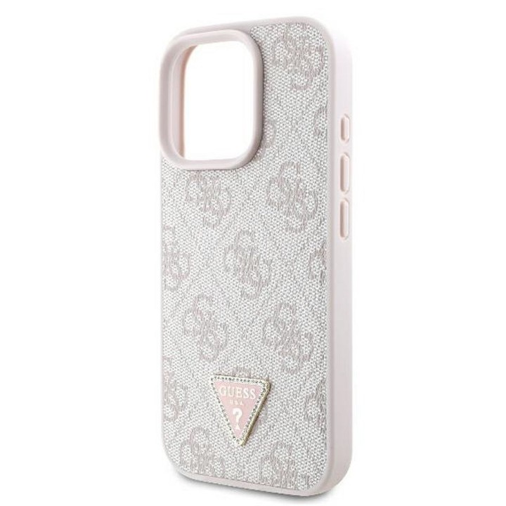 GUESS чохол для IPHONE 16 Pro Max GUHCP16XP4TDPP (PU Leather 4G Triangle Strass) рожевий