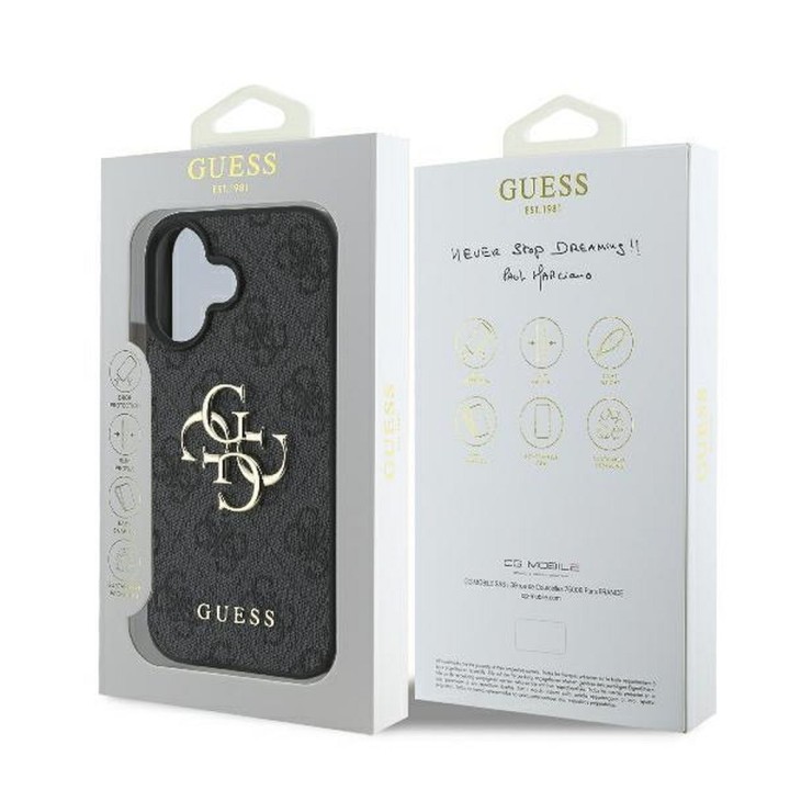 GUESS futerał do IPHONE 16 GUHCP16S4GMGGR (4G PU Big Logo) czarny