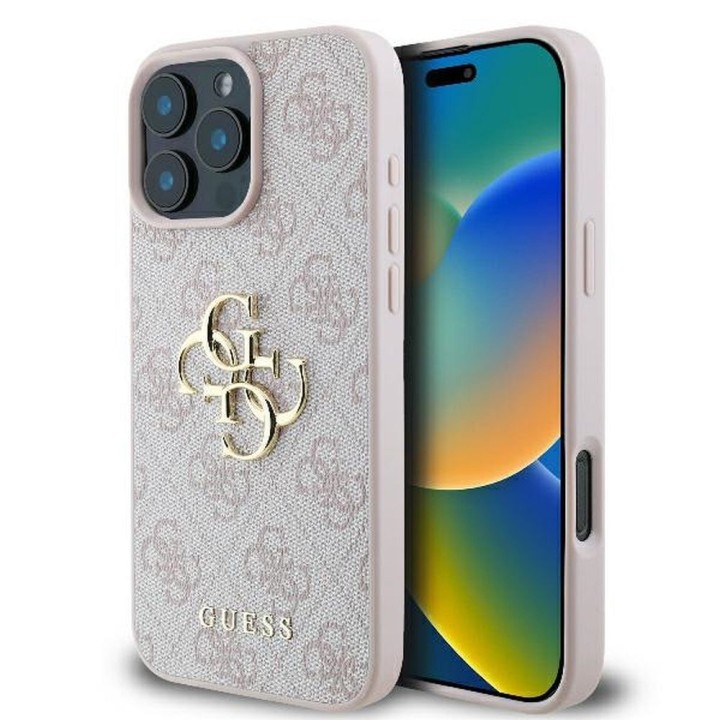 GUESS чохол для IPHONE 16 Pro Max GUHCP16X4GMGPI (4G PU Big Logo) рожевий