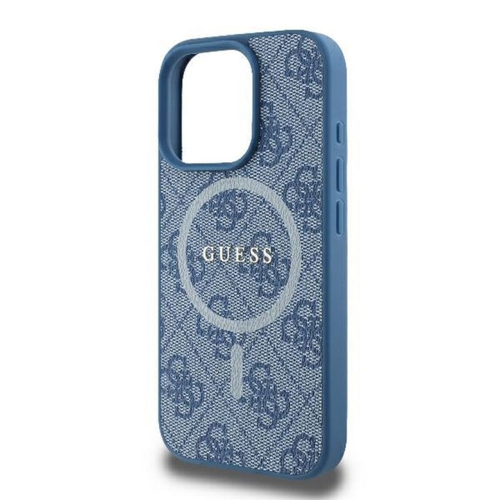 GUESS case for IPHONE 16 Pro compatible with MagSafe GUHMP16LG4GFRB (PU 4G Ring Classic Logo) blue