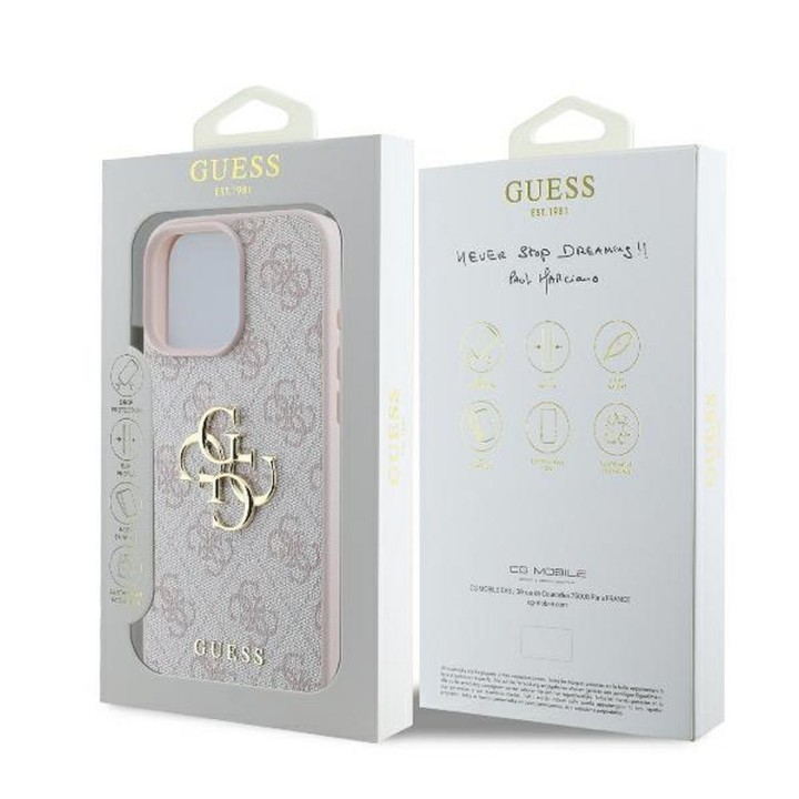 GUESS case for IPHONE 16 Pro Max GUHCP16X4GMGPI (4G PU Big Logo) pink