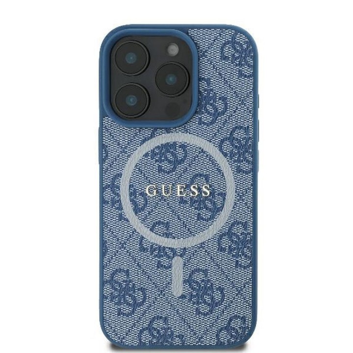 GUESS чохол для IPHONE 16 Pro сумісний з MagSafe GUHMP16LG4GFRB (PU 4G Ring Classic Logo) синій