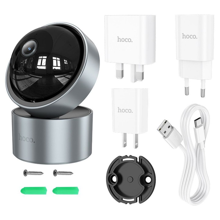 Indoor camera Hoco adjustable on two axes 3MP Full HD D5 silver