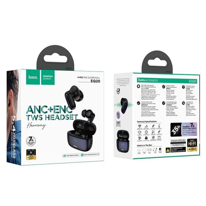 Wireless in-ear headphones Hoco TWS ANC + ENC EQ20 black