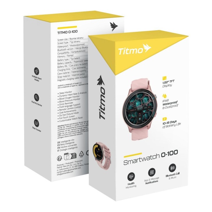 Смарт-часы TITMO O-100 (TFT, Bluetooth call) розовые 0INT