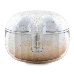 Słuchawki bezprzewodowe douszne Guess TWS + stacja dokująca GUTWSHDGKEED (Glitter gradient) złote