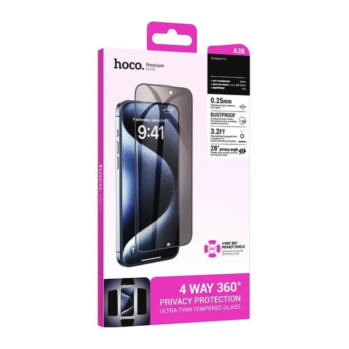Szkło hartowane do iPhone 15 360-degree privacy Hoco