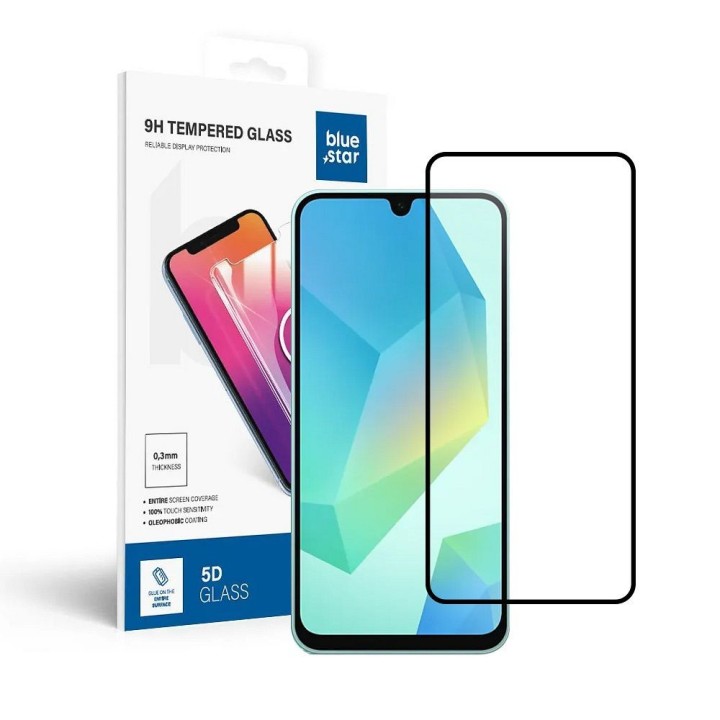 Tempered glass 5D Full Glue for Samsung A17 4G / A17 5G / A16 4G / A16 5G / M16 5G (case friendly) Blue Star black